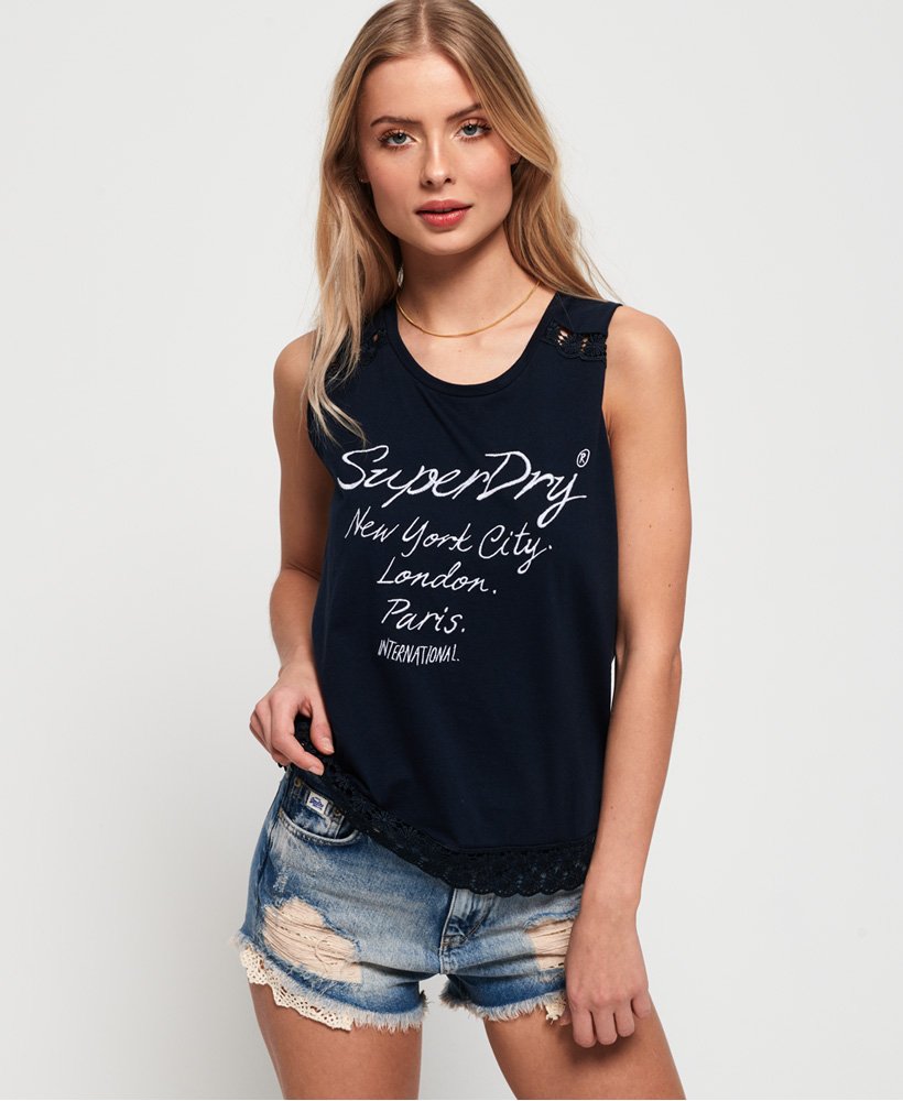 Womens - Jessica Graphic Tank Top in Eclipse Navy | Superdry