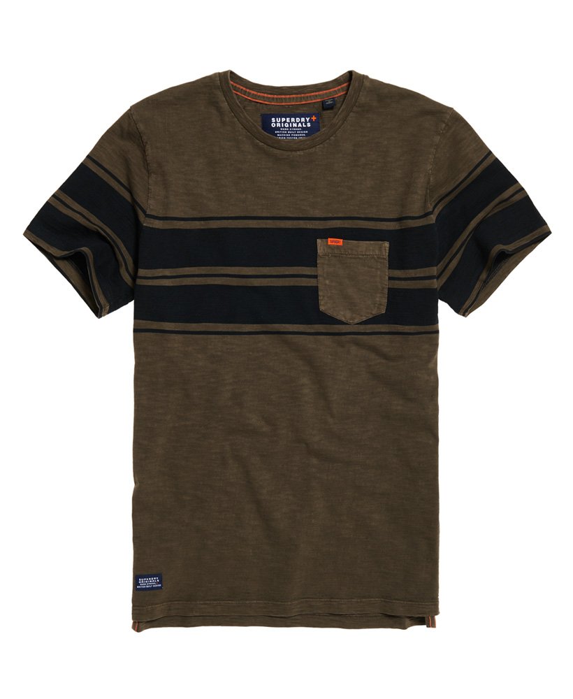 Mens - Dry Originals Short Sleeve Stripe Pocket T-Shirt in Green | Superdry