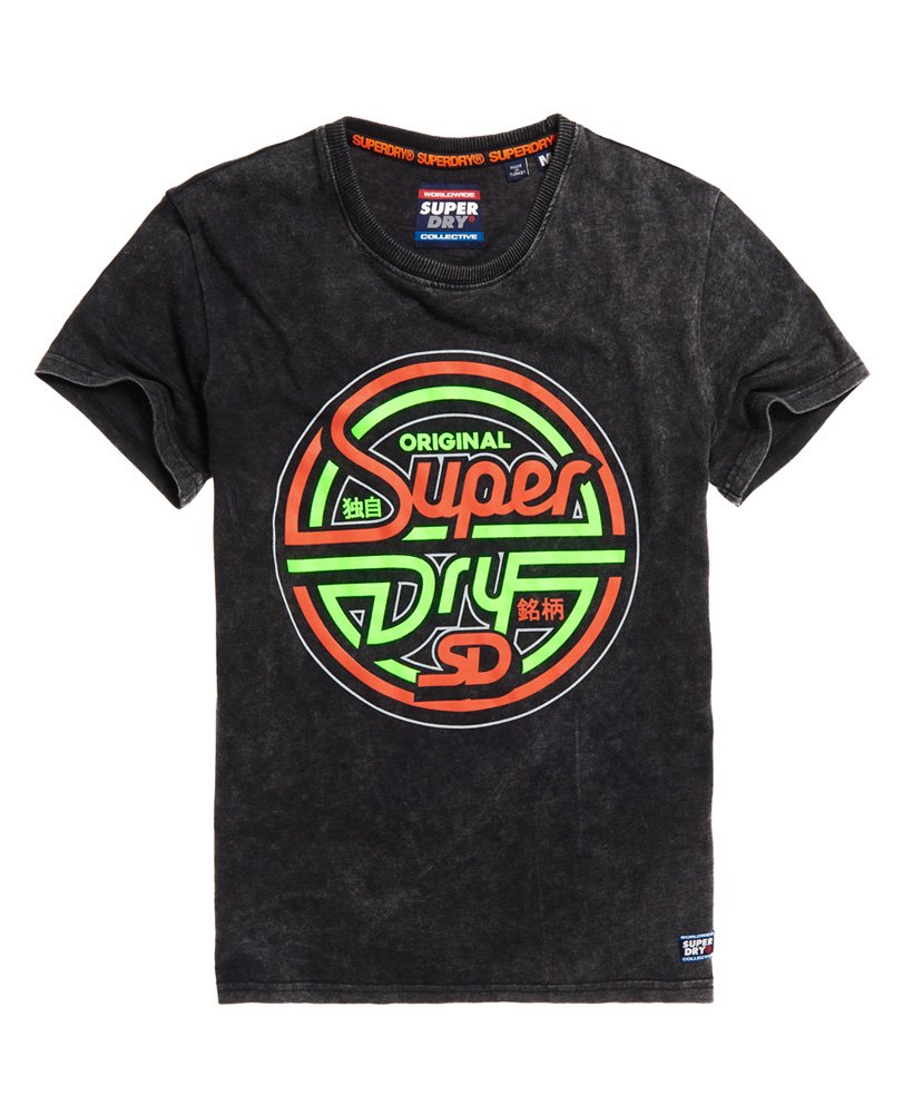 Mens - Acid Graphics T-Shirt in Skate Washed Black | Superdry