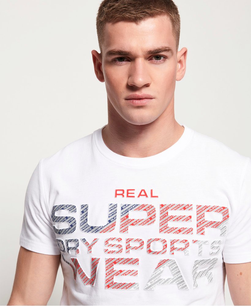 Mens - Embossed Overprint Sport T-Shirt in White | Superdry UK
