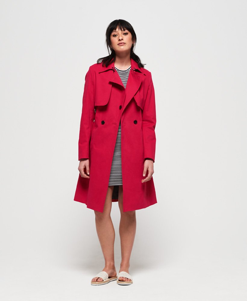Womens - Sirena Trench Coat in Red | Superdry UK