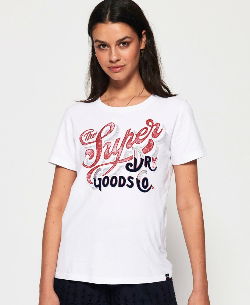Women's Goods Co Flock Metallic T-Shirt in Optic | Superdry US
