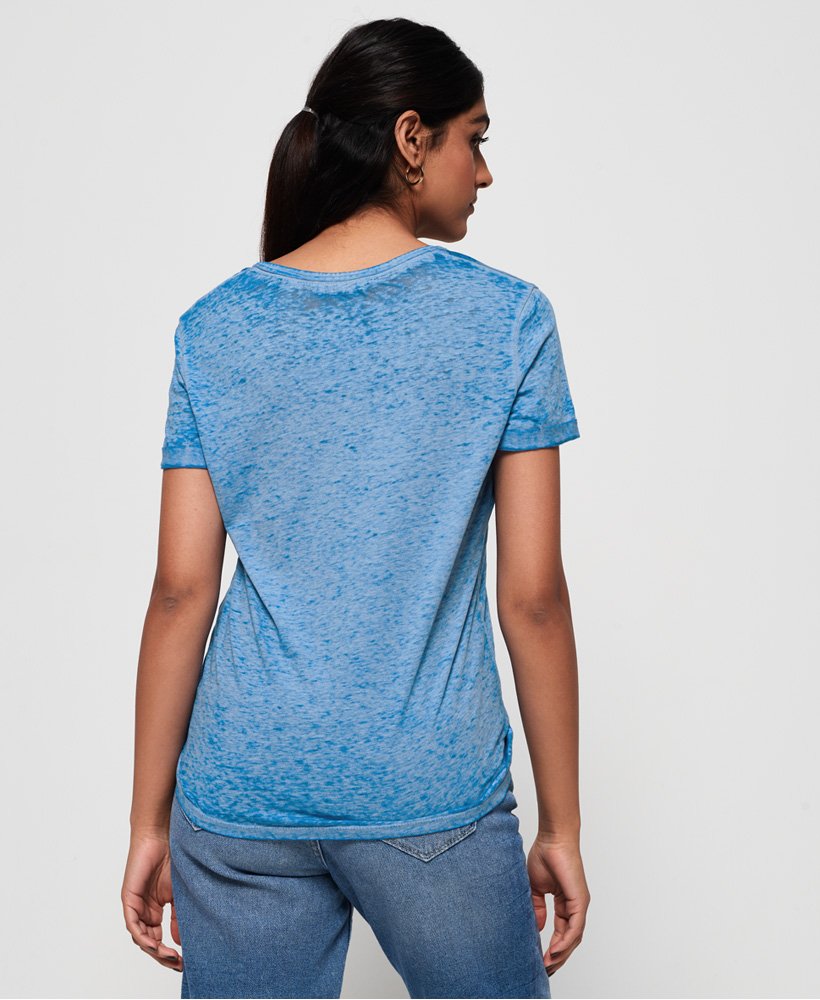 Women's Burnout Vee T-Shirt in 70s Blue