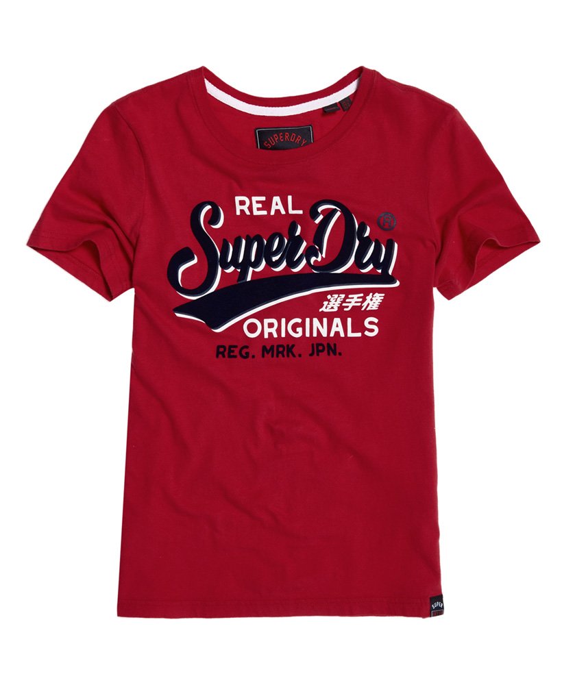 Womens - Real Originals Flock T-Shirt in Nautical Red | Superdry UK