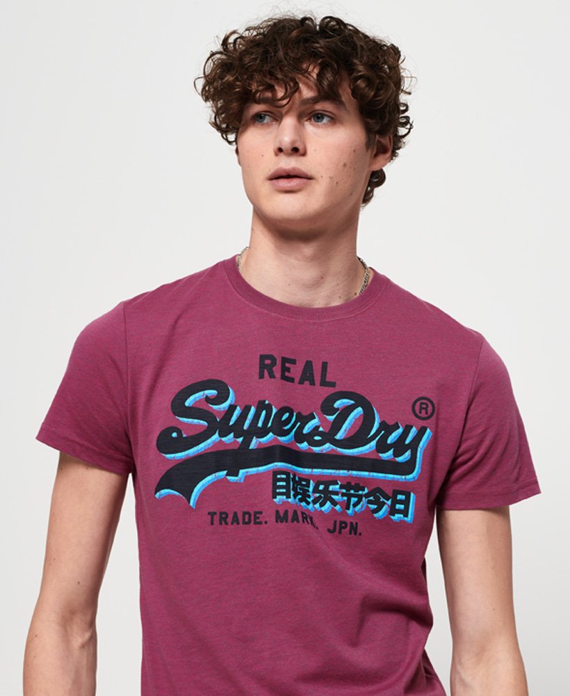 Men's Vintage Logo Panel Lite T-Shirt in Florida Pink Grit | Superdry US