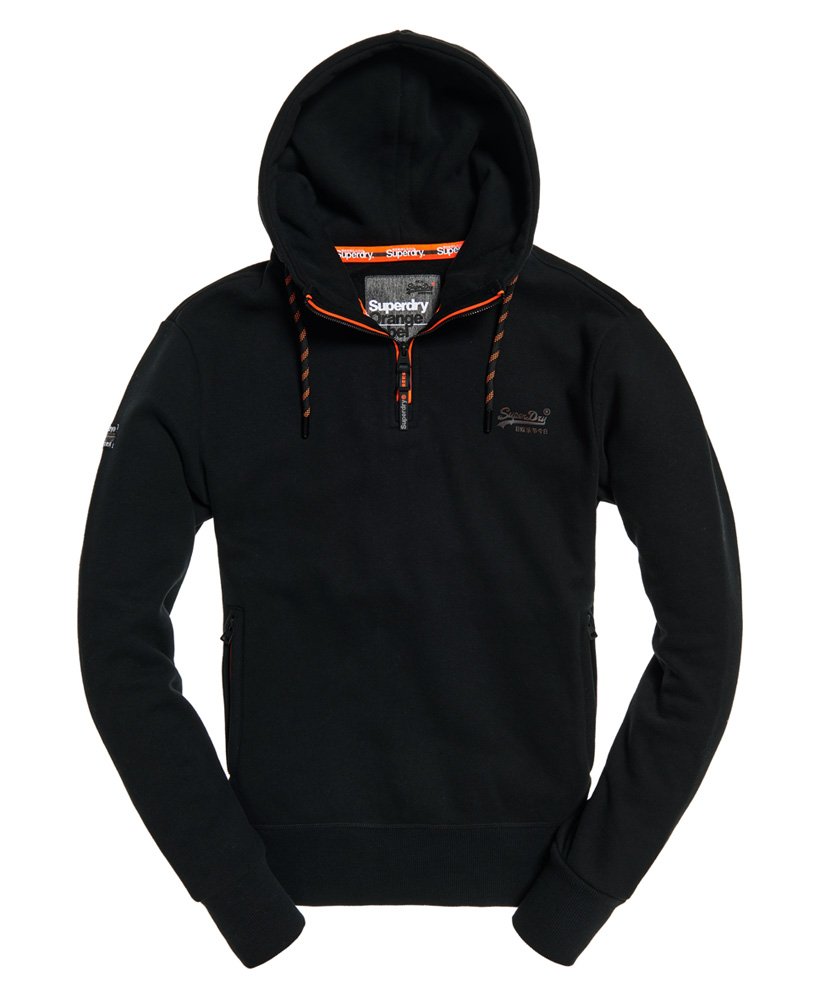 Mens - Orange Label Urban Half Zip Hoodie in Black | Superdry