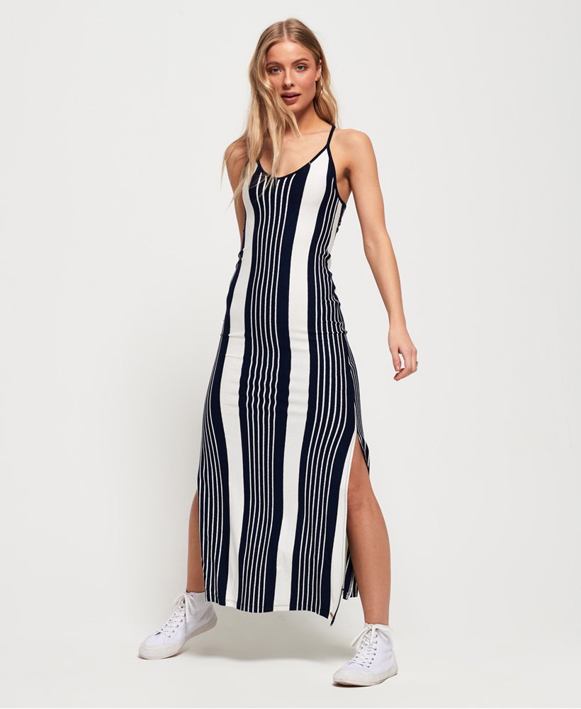 Womens - Azur Stripe Maxi Dress in Nautical Navy Stripe | Superdry