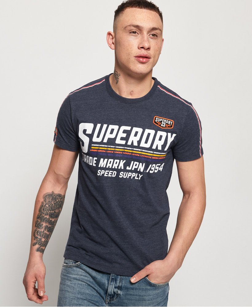 Mens - Custom Classics T-Shirt in Princedom Blue Marl | Superdry UK