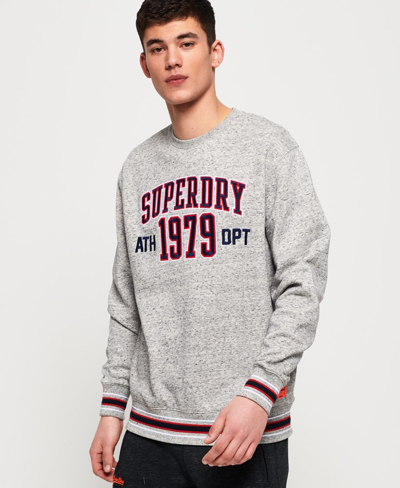 Mens - College Boxy Fit Applique Crew Sweatshirt in Grey | Superdry UK