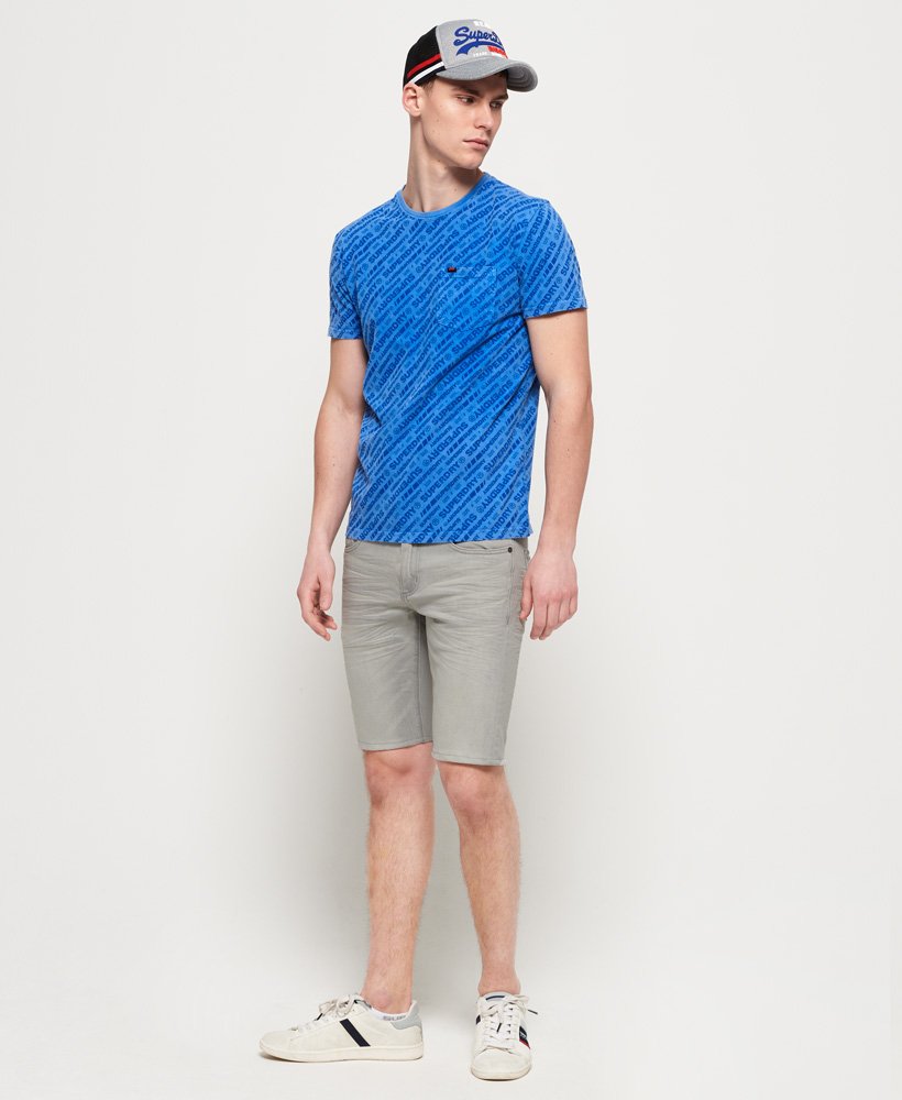 Men's Skinny Jean Shorts in Light Grey Superdry UK