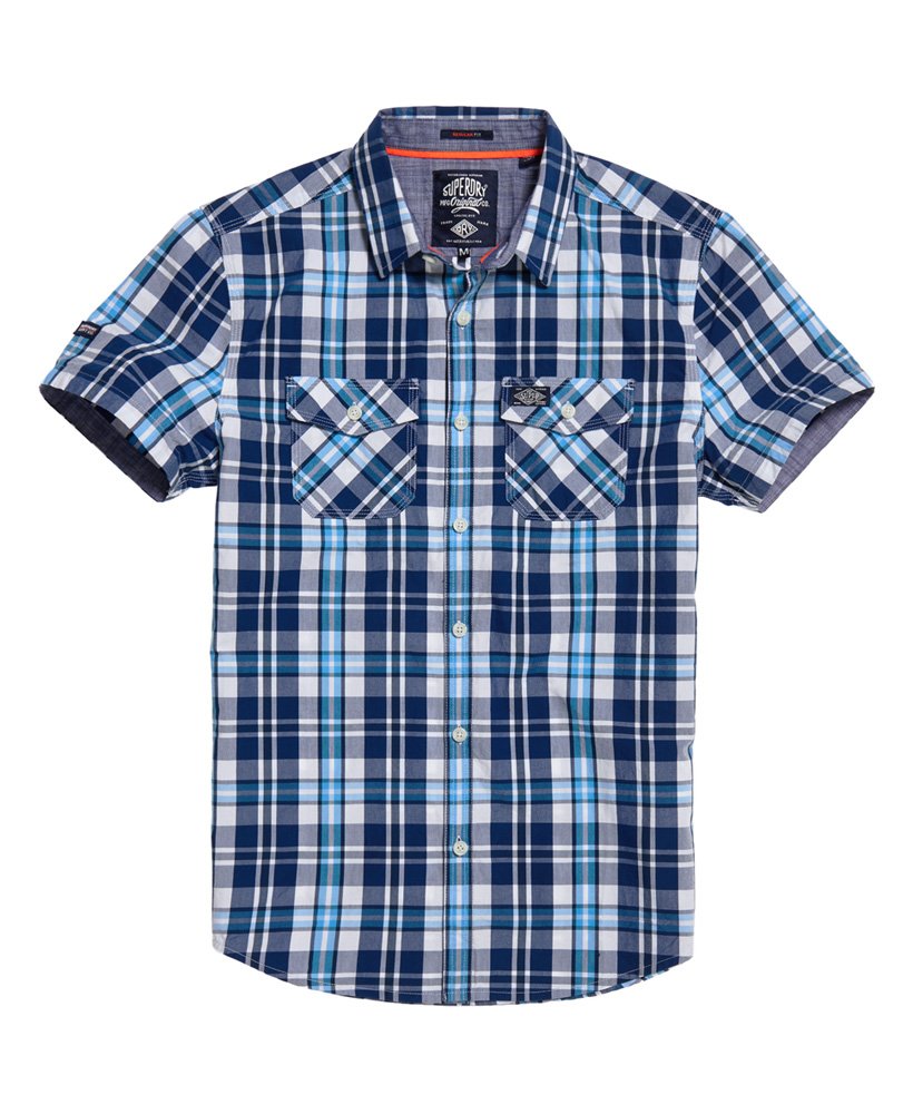 Men's - Washbasket Short Sleeve Shirt in Cool Blue Check | Superdry UK