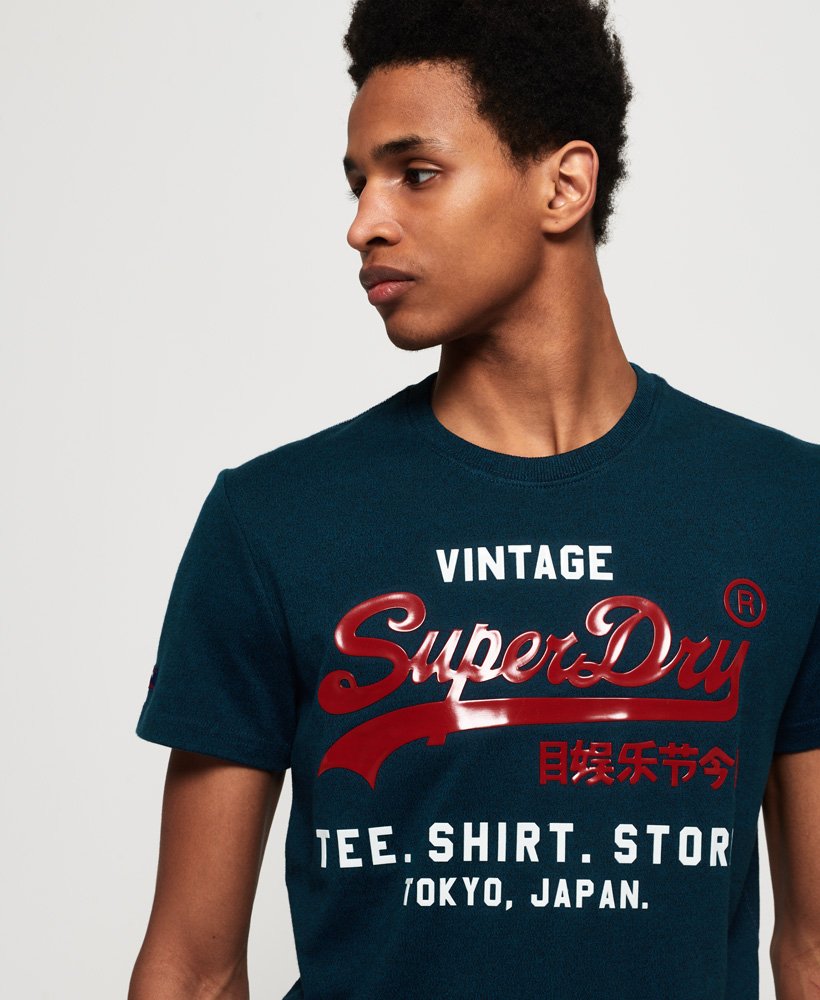 Superdry Mens Shirt Shop Duo T Shirt Teal Grit Short Sleeve Ship Worldwide 
