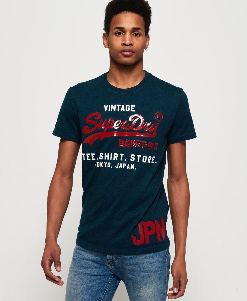 Mens - Shirt Shop Duo T-Shirt in Teal Grit | Superdry