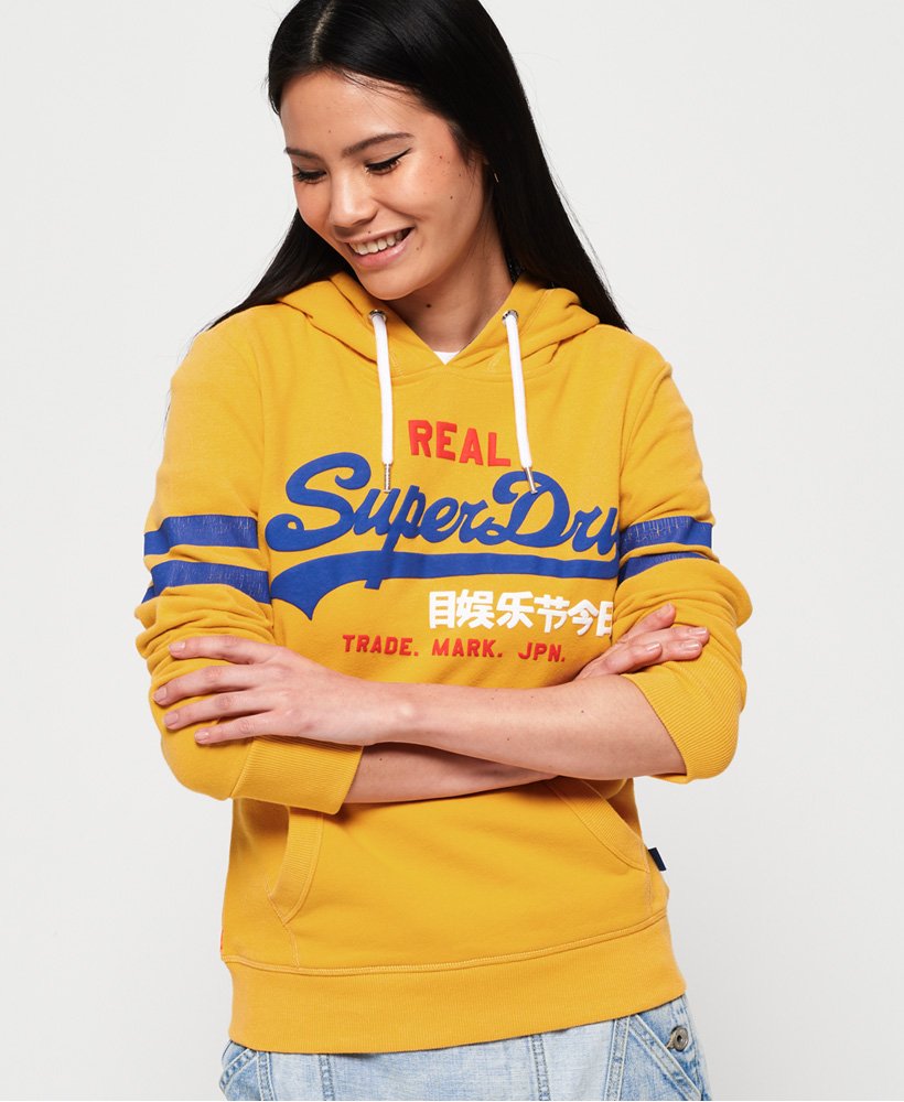 Womens Vintage Logo Classic Retro Hoodie In Yellow Superdry