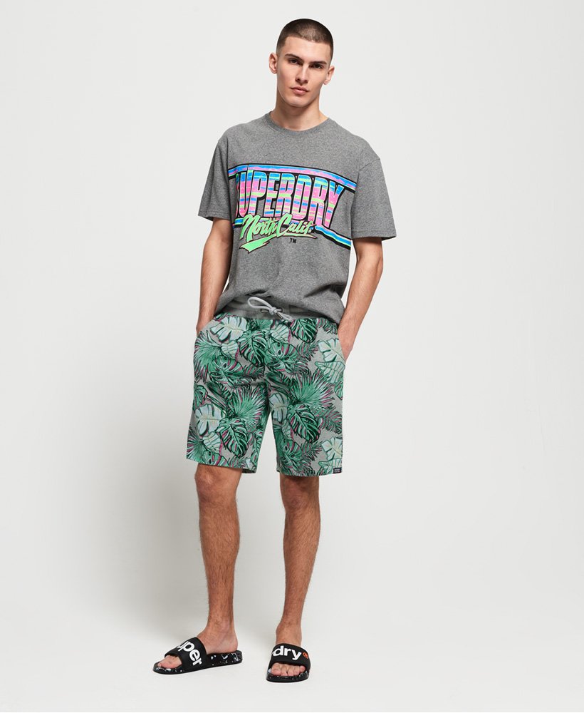 Men's - Superdry All Over Print Washed Shorts in Grey Marl Tropical ...