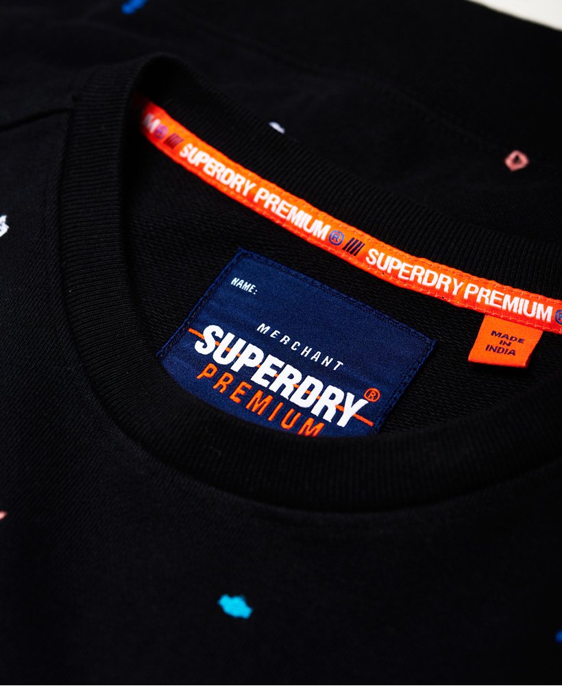 Mens - All Over Embroidered Crew Sweatshirt in Black | Superdry