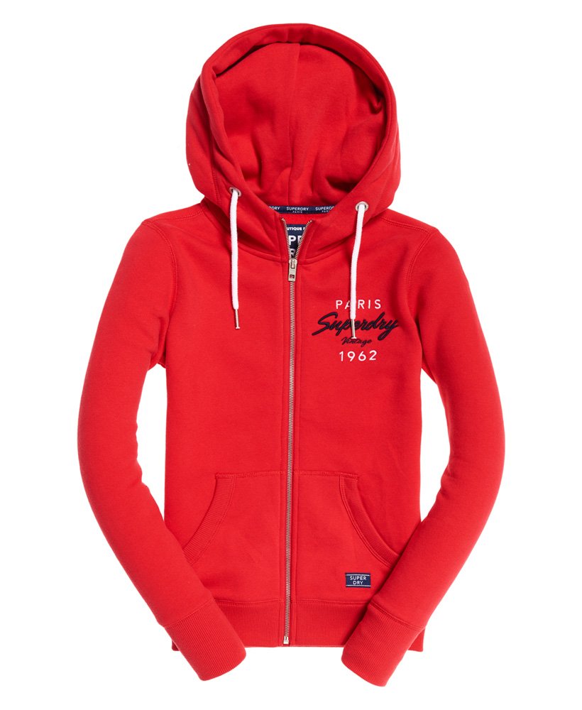 Womens - Applique Zip Hoodie in Nautical Red | Superdry