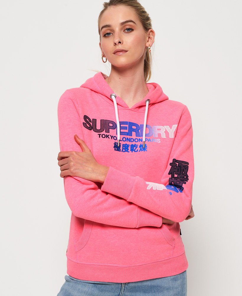 Womens - City Nights Ombre Puff Hoodie in Pink | Superdry