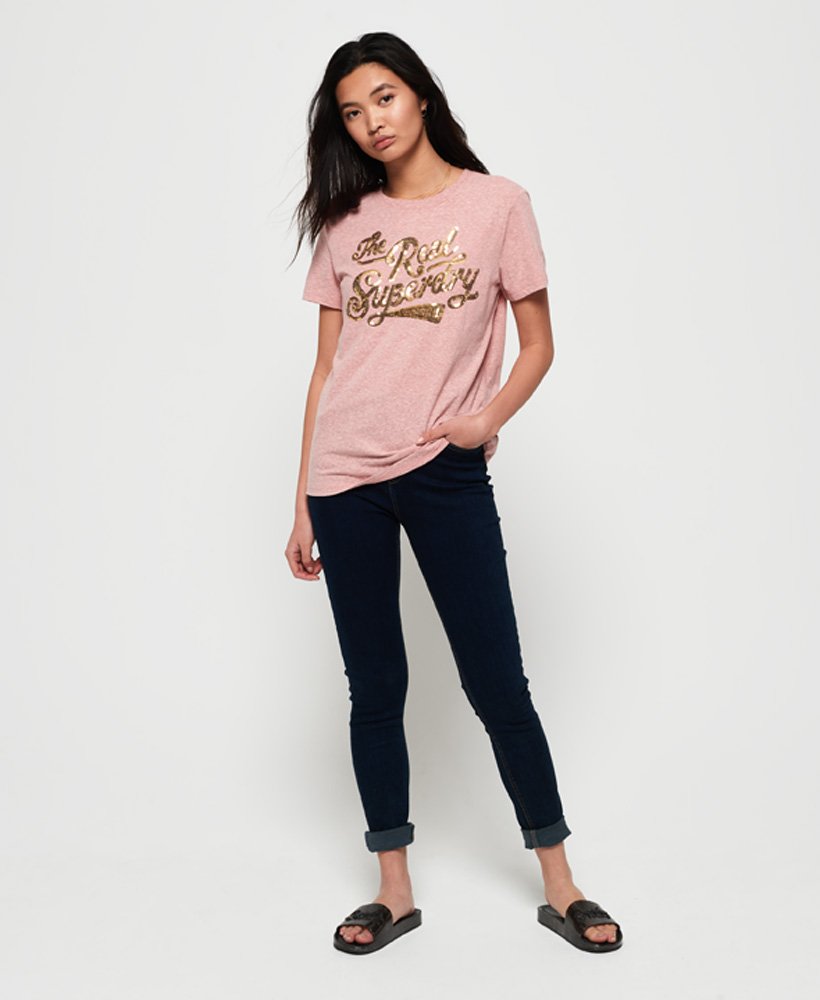 Superdry The Real Glitter Sequin T skjorte Dame T skjorter Superdry The Real Glitter Sequin T skjorte Dame T skjorter