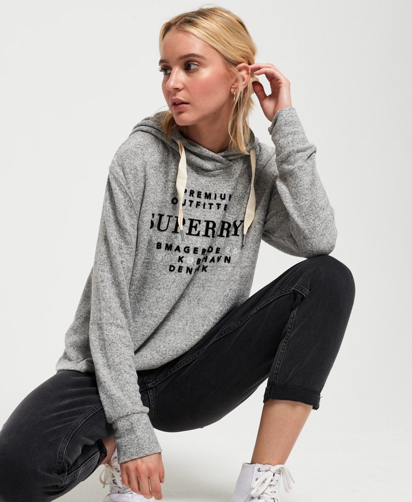 Womens - Super Soft Cropped Hoodie in Soft Grey Marl | Superdry UK