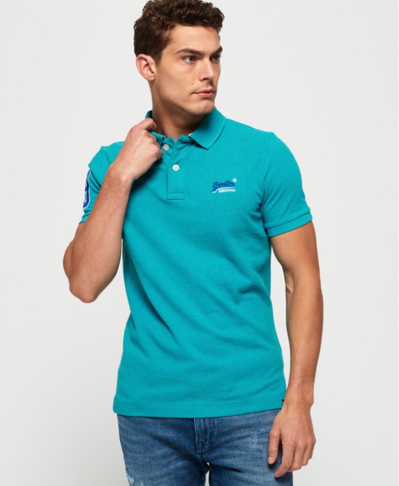 Mens - Classic Pique Polo Shirt in Spearmint Grit | Superdry UK