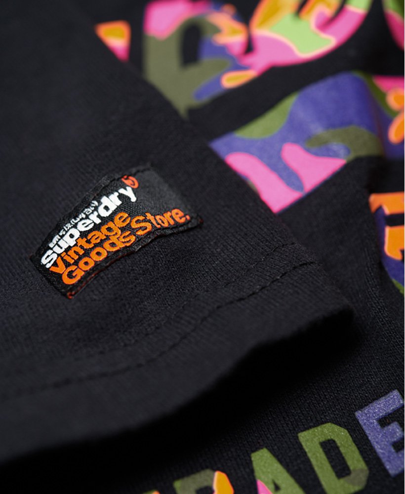 Mens - Vintage Logo Layered Camo T-Shirt in Black | Superdry