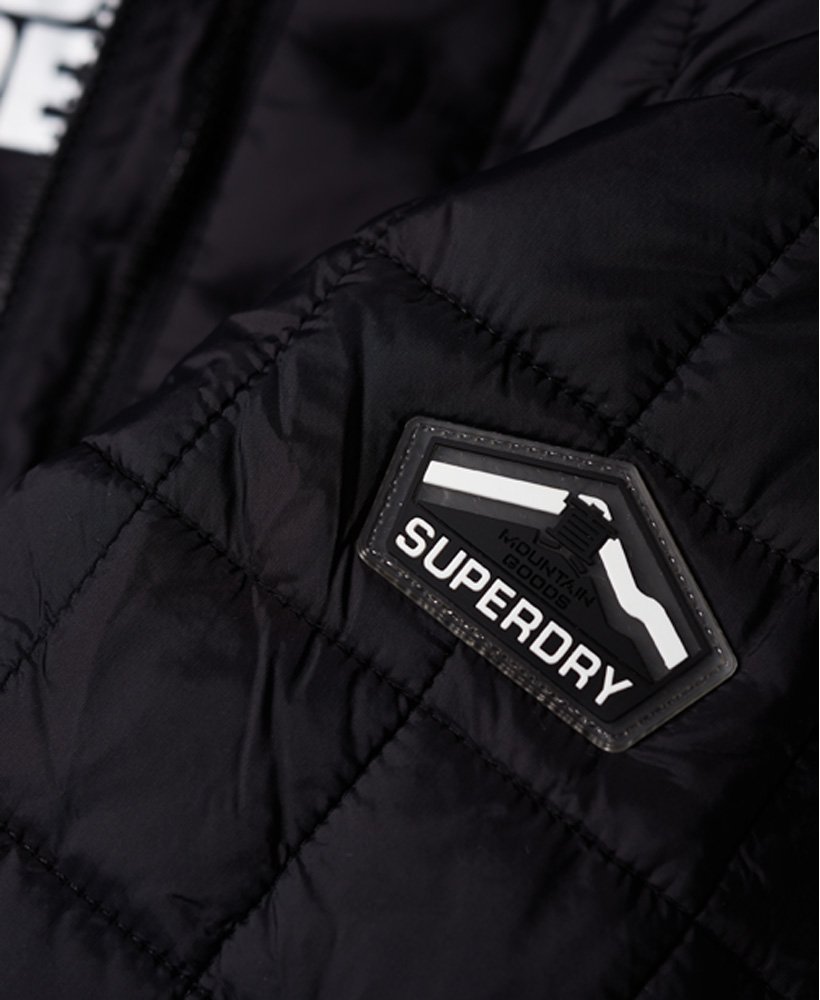 Mens - Box Quilt Fuji Hooded Jacket in Black | Superdry