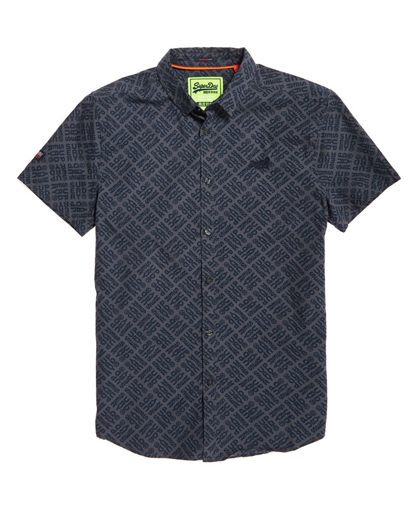 Mens Short Sleeve International Vacation Shirt in Rich Navy Tile