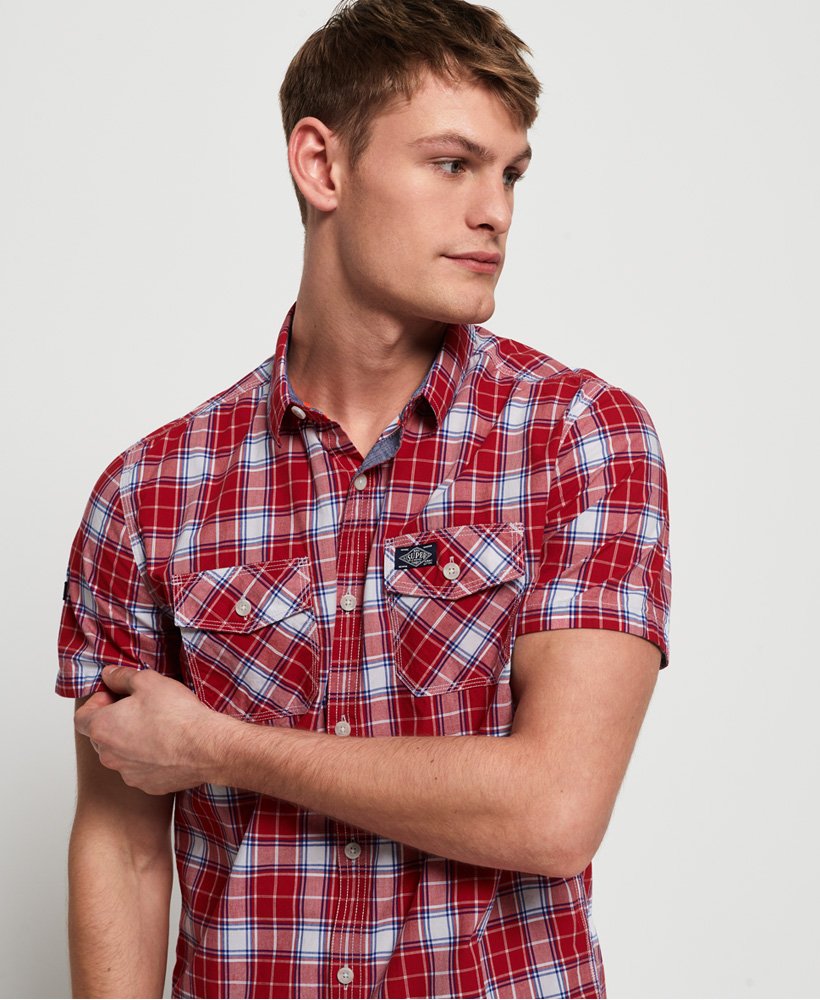 Men's - Washbasket Short Sleeve Shirt in Red | Superdry UK