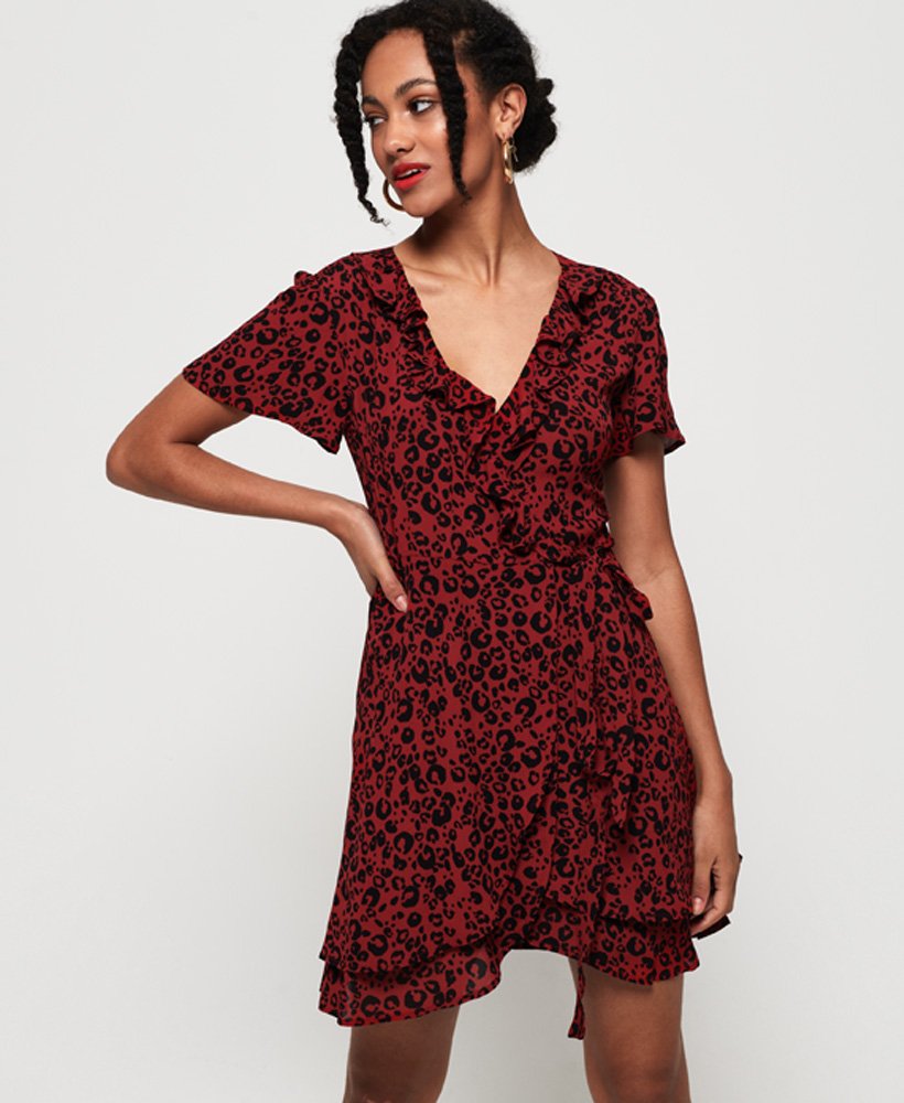 Womens - Summer Wrap Dress in Rust Leopard | Superdry