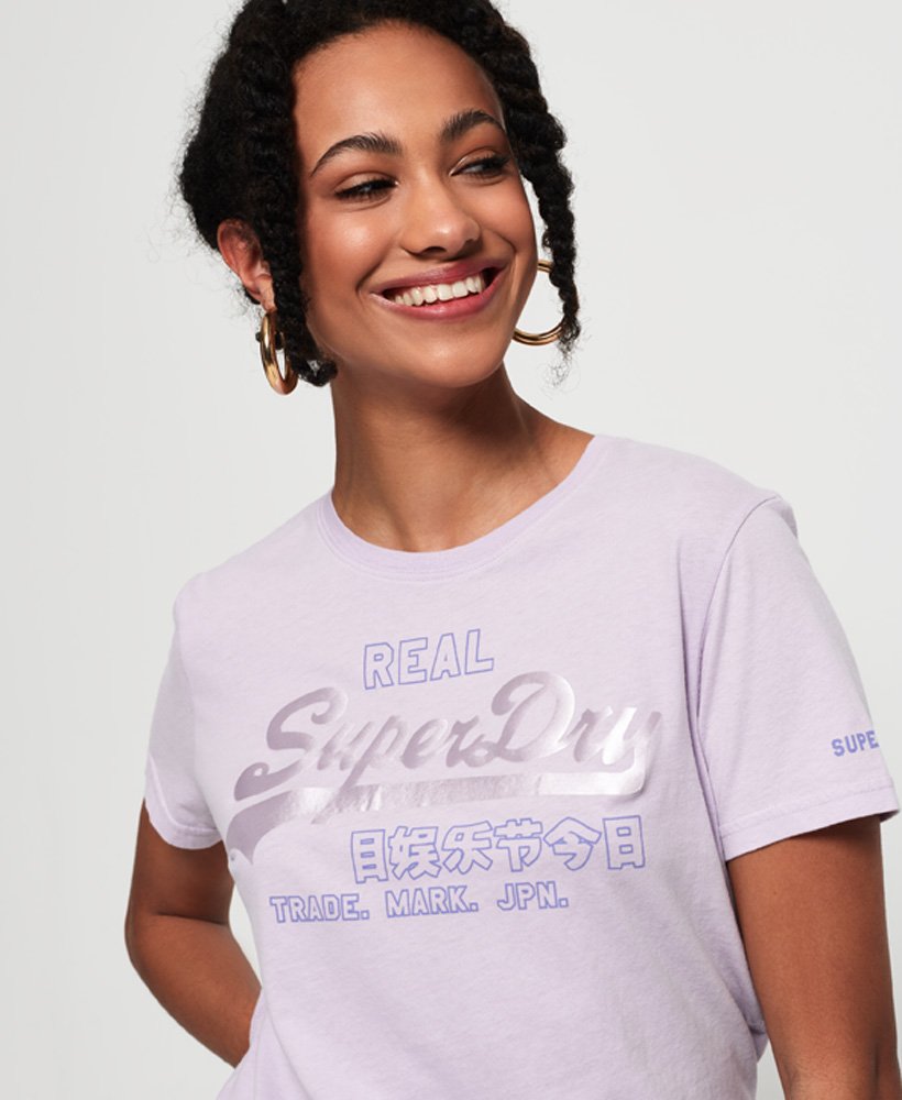 Superdry Vintage Logo Code Bonded Satin T skjorte Dame T Superdry Vintage Logo Code Bonded Satin T skjorte Dame T