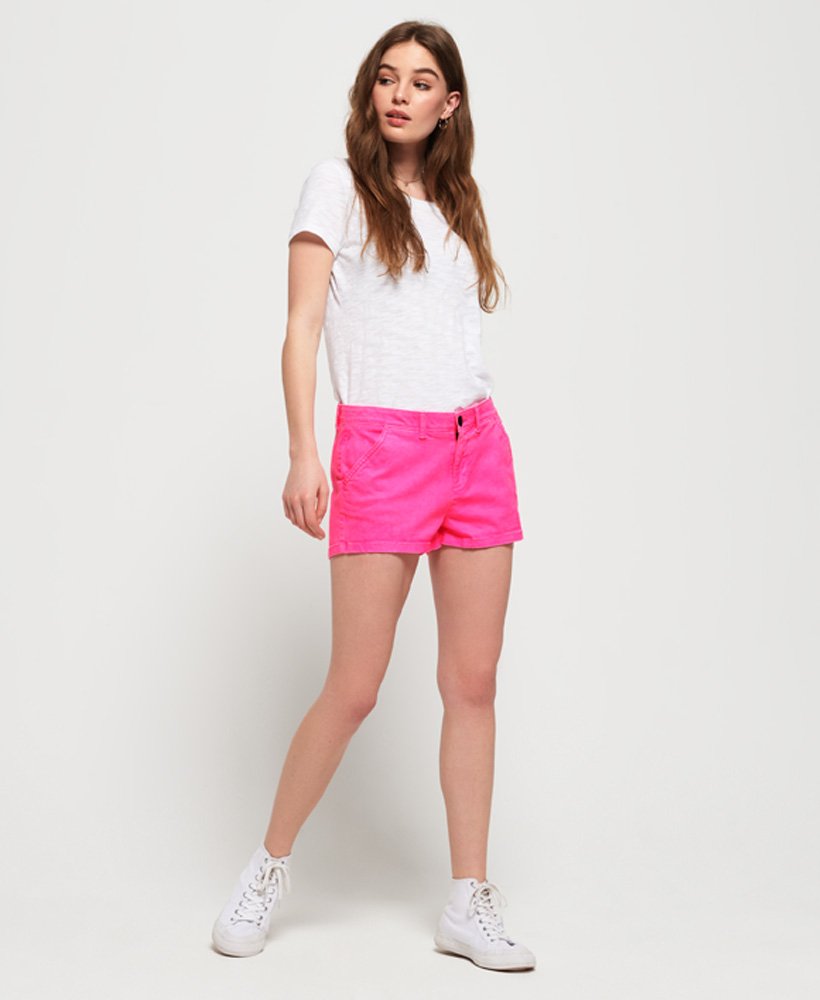 New Womens Superdry Athletic League Shorts Neon Pink 