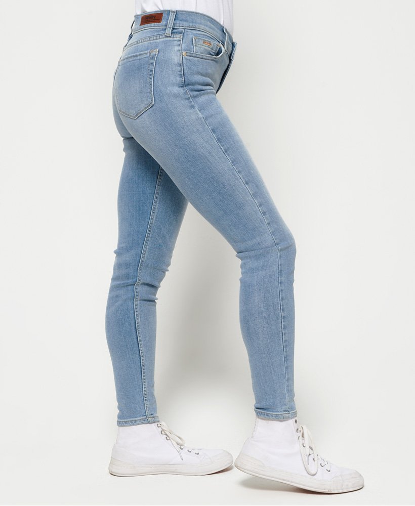 Womens Super Crafted Mid Rise Skinny Jeans In Crystal Sky Blue Superdry