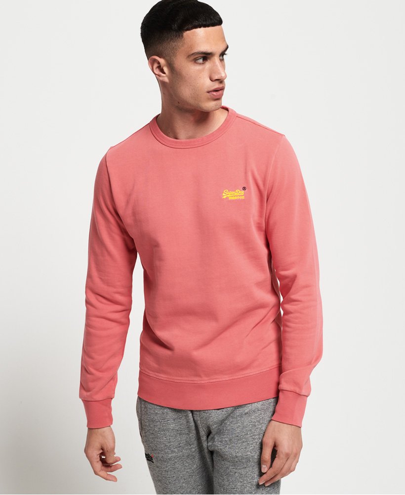 Mens - Orange Label Pastel Line Crew Sweatshirt in Duster Coral | Superdry