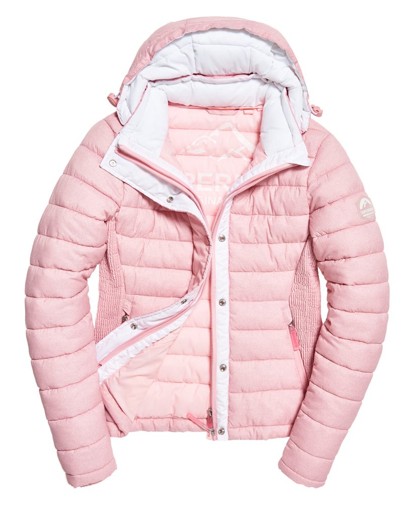 Womens - Fuji Slim Double Zip Hooded Jacket in Pastel Pink Marl ...
