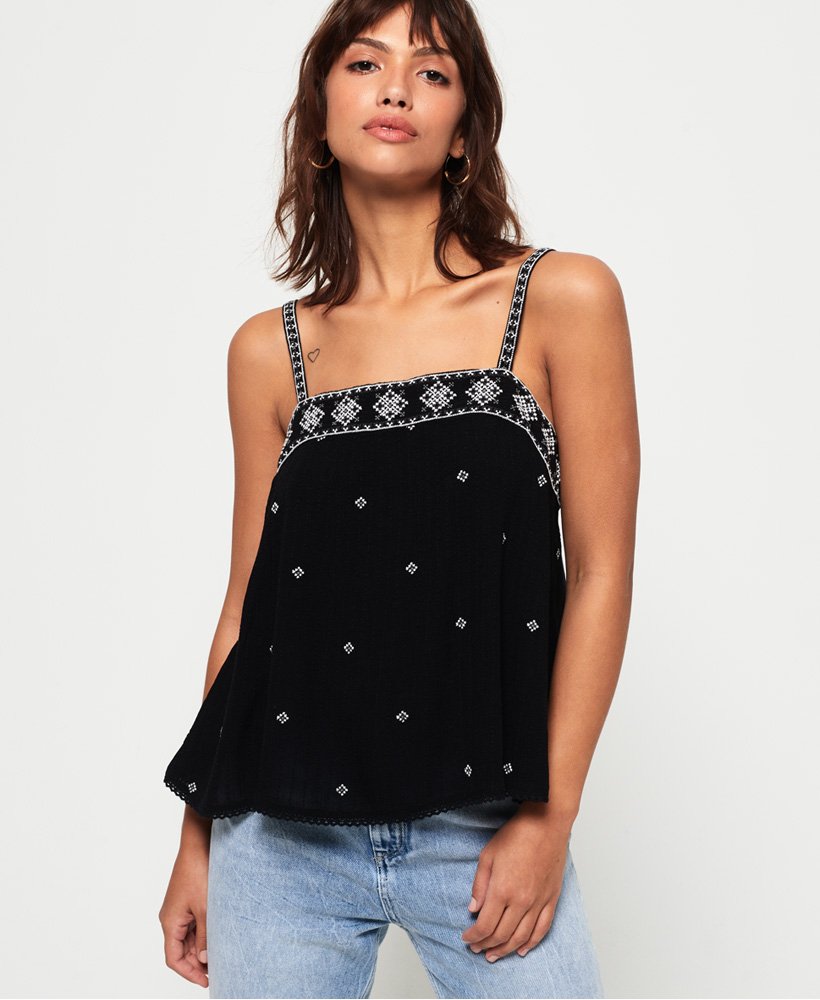 Women's - Rodeo Embroidered Cami Top in Black