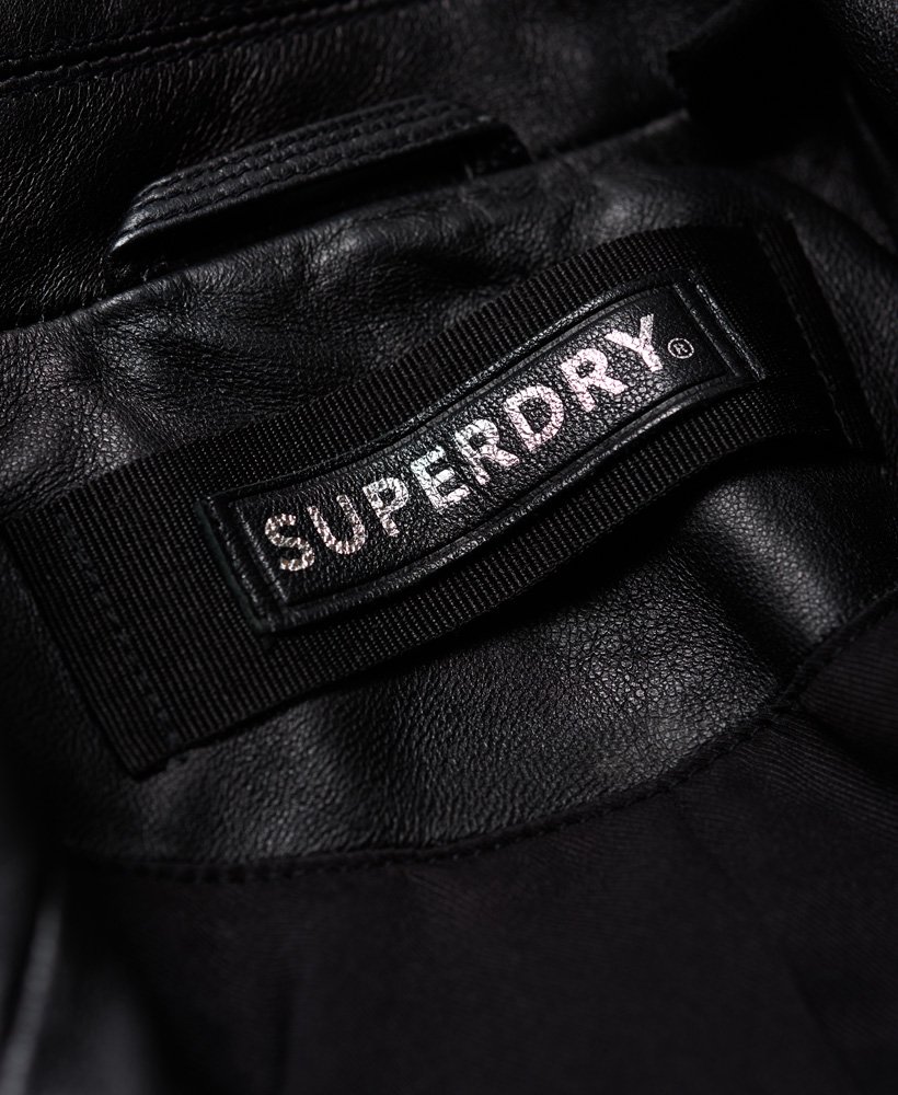 Womens - Rylee Leather Biker Jacket in Black | Superdry