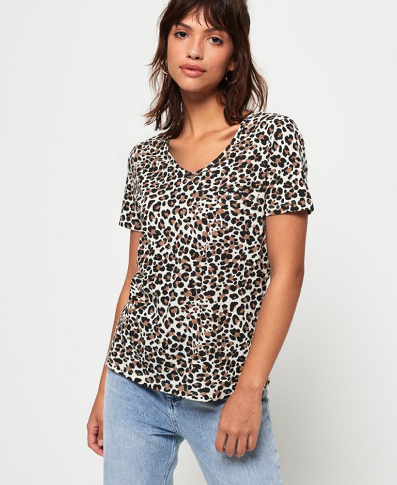Women's Orange Label Essential Vee Neck T-Shirt in Lisa Leopard ...