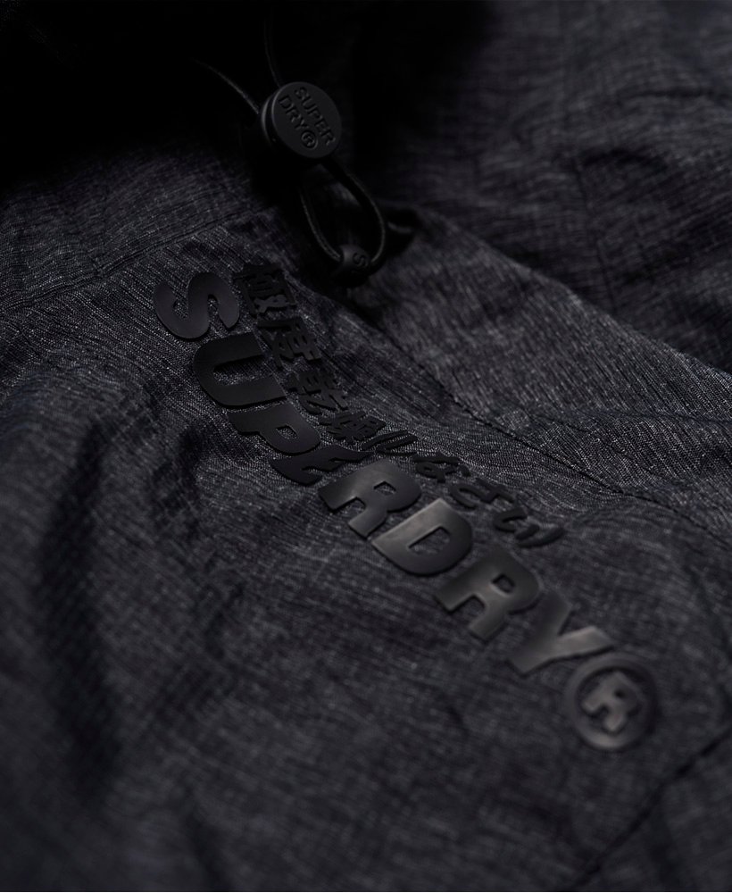 Men's - Hooded Technical Pop Zip SD-Windcheater Jacket in Black Marl ...