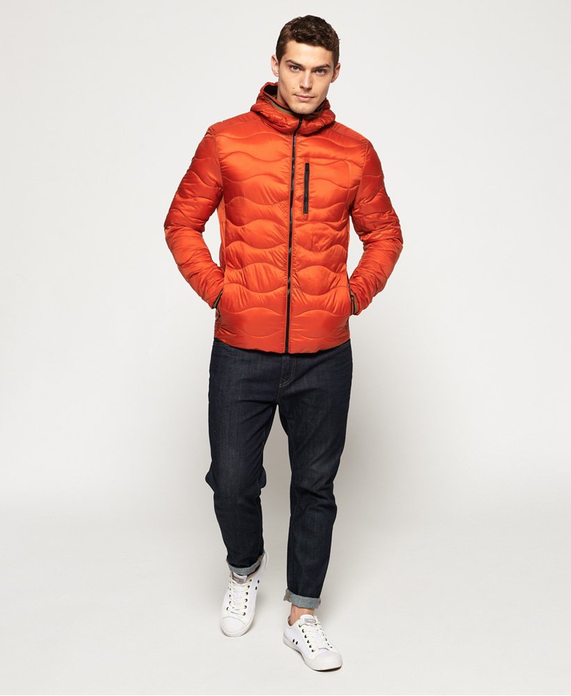 Men's - Wave Quilt Hooded Jacket in Orange | Superdry UK