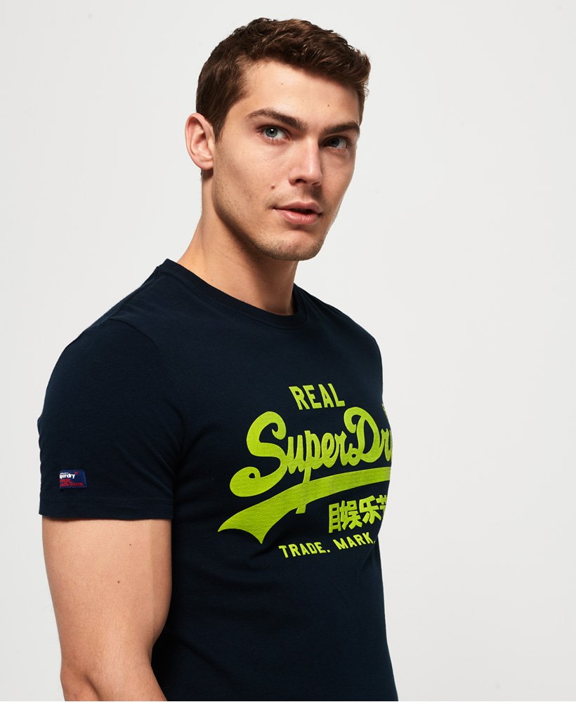 Mens - Vintage Logo Neon Lite T-Shirt in Eclipse Navy | Superdry UK