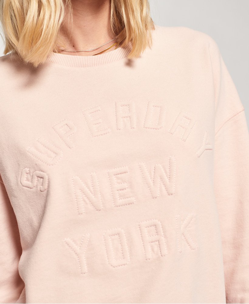 Womens Metro Corded Crew Sweatshirt in 90's Shell Pink Superdry