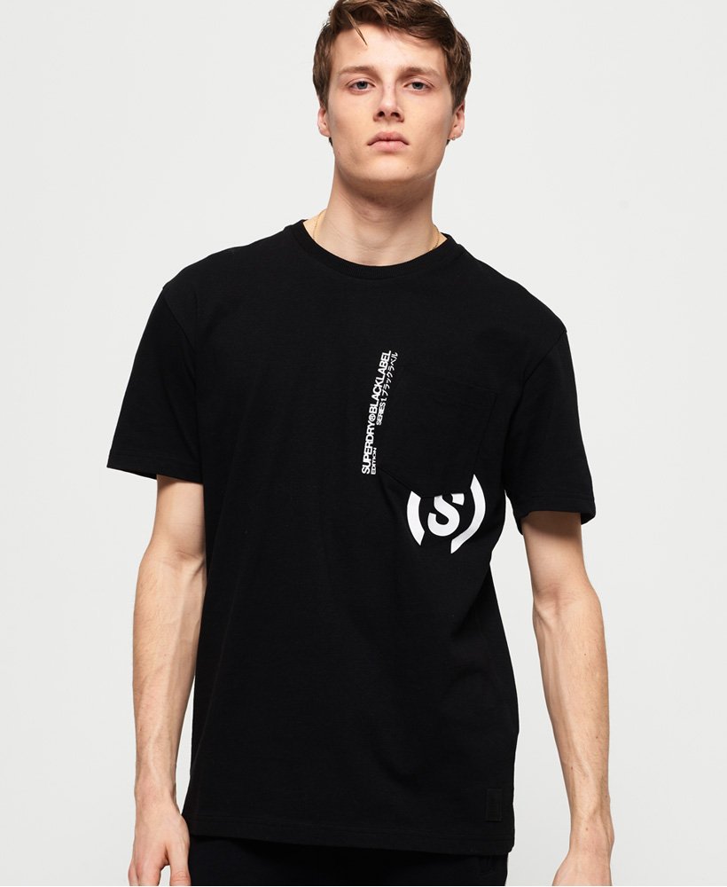Mens - Black Label Edition Boxy Pocket T-Shirt in Black | Superdry UK