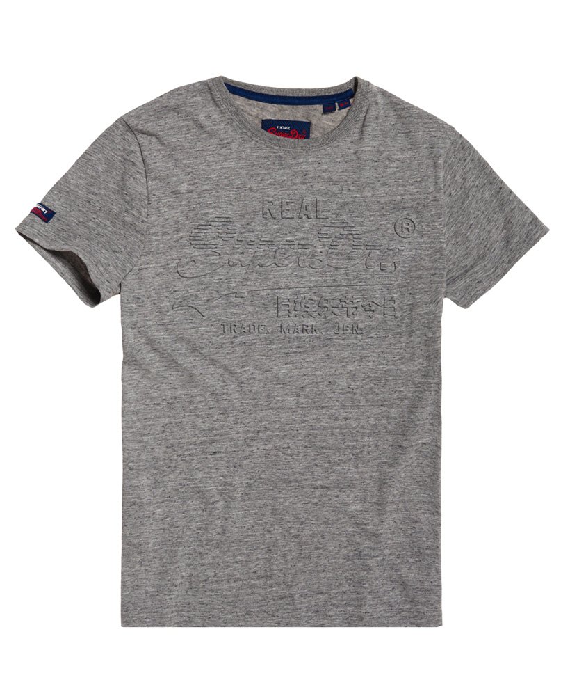 Mens Vintage Logo Embossed TShirt in Oyster Space Dye Superdry