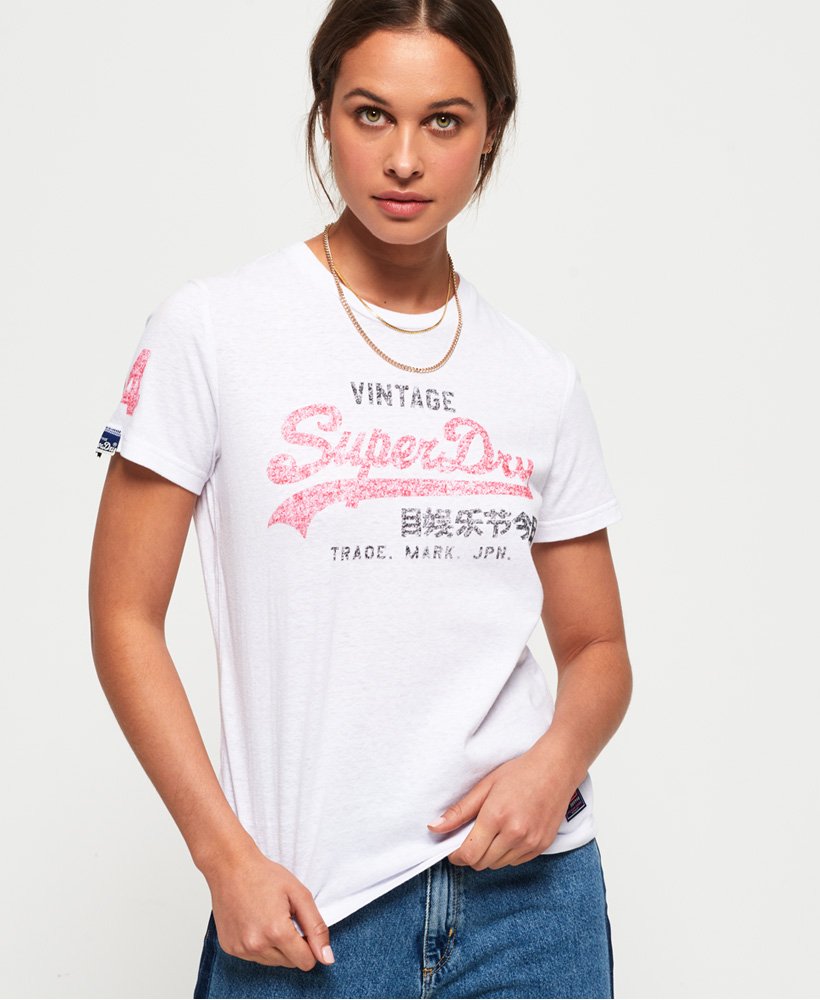 Womens - Vintage Logo Slub T-Shirt in Optic Snowy | Superdry UK