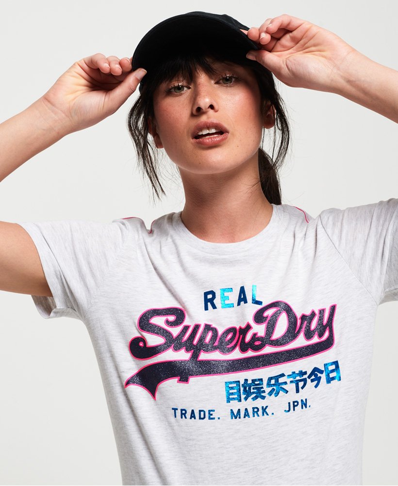 Womens Vintage Logo Neon TShirt in Ice Marl Superdry