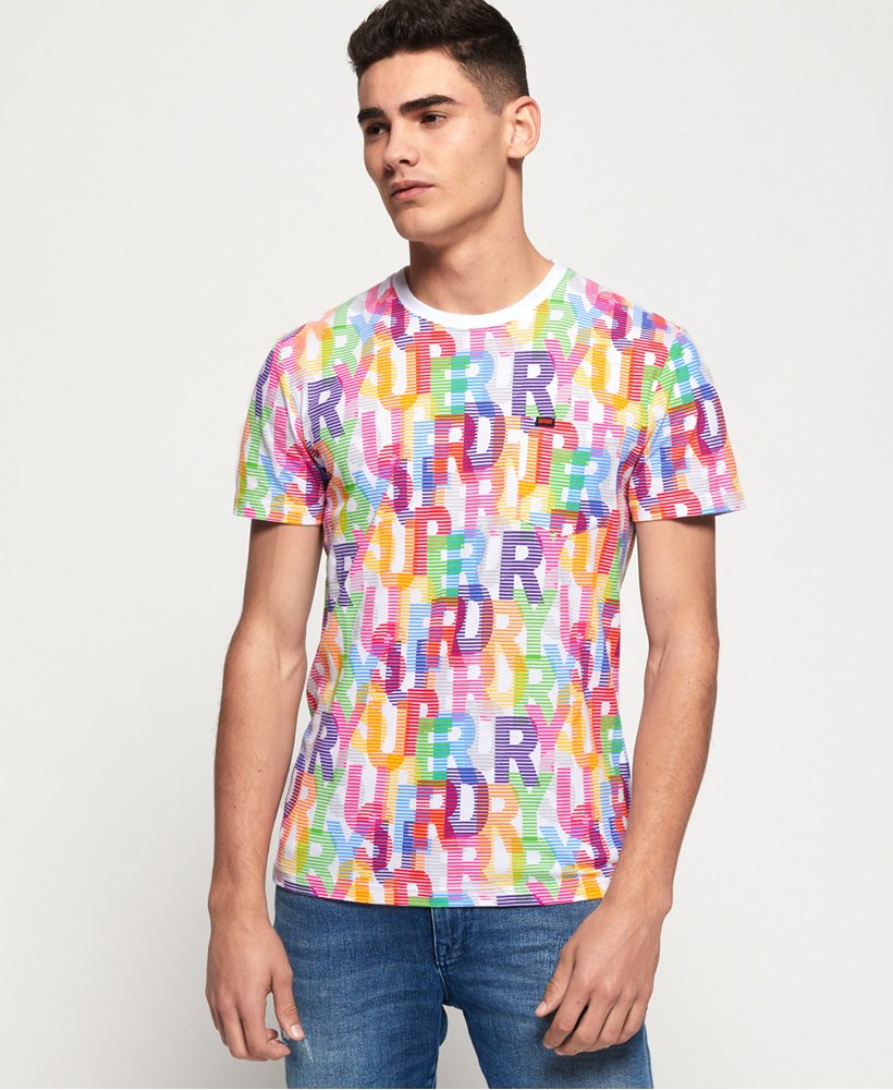Mens - All Over Print Lite New House Rules T-Shirt in White | Superdry UK