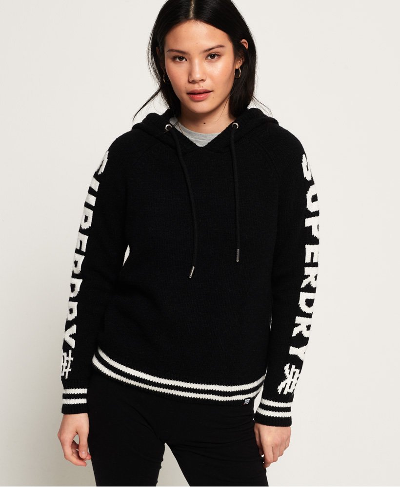 Womens - Superdry Sleeve Logo Hoodie in Black | Superdry UK