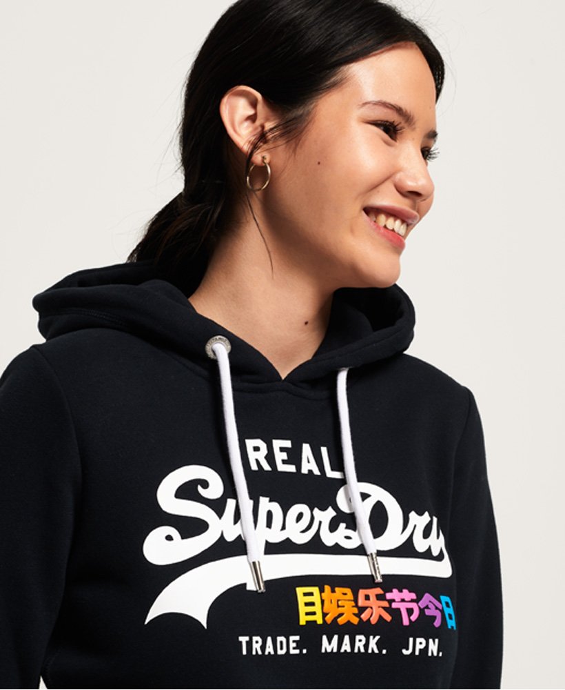 Womens Vintage Logo Pop Hoodie in Eclipse Navy | Superdry Womens Vintage Logo Pop Hoodie in Eclipse Navy | Superdry