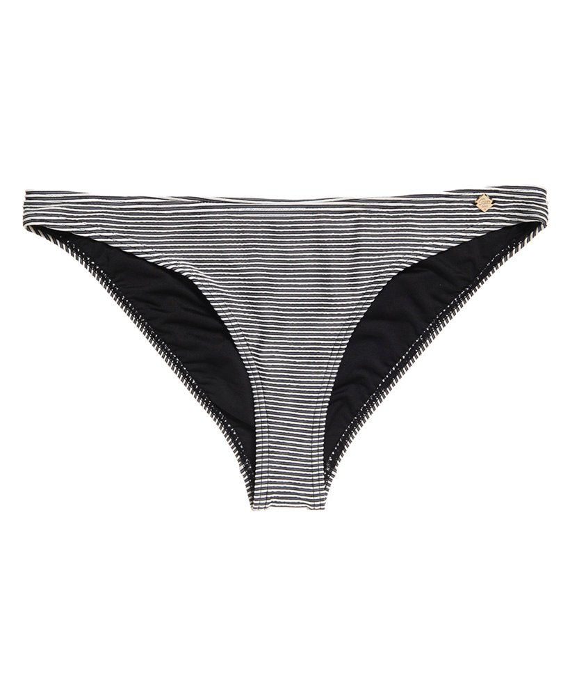 Womens - Marie Fixed Tri Bikini Bottom in Black Stripe | Superdry